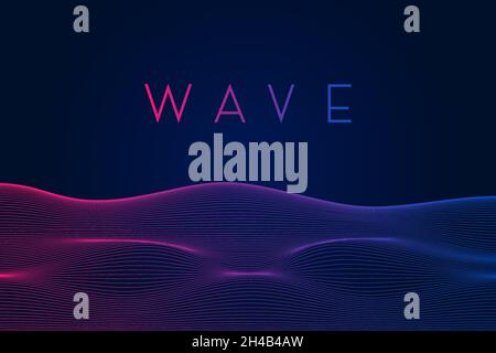 Wave line art with purple background. Vector illustration Stock Vector