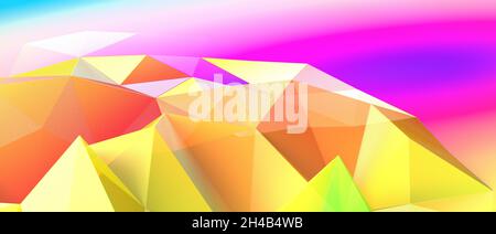 Illustration of an abstract low-poly background with triangulated texture, 3d Stock Photo