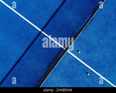 Aerial drone top view of Paddle tennis  court. Recreative sports. Stock Photo