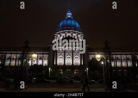 Beautiful San Fancisco City Hall in the night, USA Stock Photo