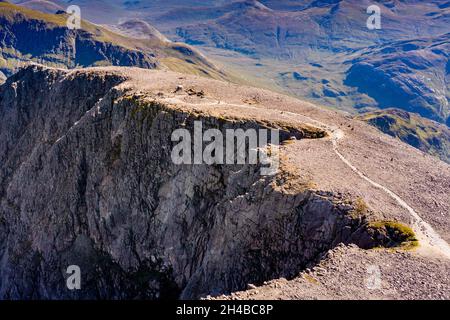Aerial view of the summit of Ben Nevis in Scotland - the UK's tallest mountain peak Stock Photo