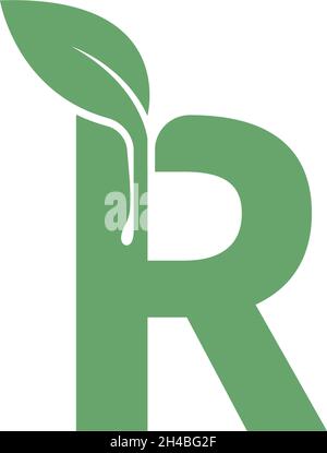 Letter R icon leaf design concept template vector Stock Vector