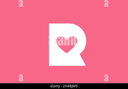 R pink love heart alphabet letter logo icon. Creative design for a dating site business or company Stock Vector