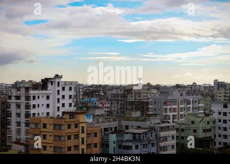 A part of Chittagong city filled with buildings. Agrabad, Chittagong, Bangladesh. Stock Photo