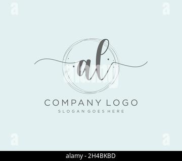AL feminine logo. Usable for Nature, Salon, Spa, Cosmetic and Beauty Logos. Flat Vector Logo Design Template Element. Stock Vector