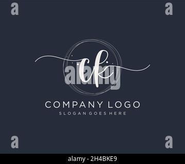 CK feminine logo. Usable for Nature, Salon, Spa, Cosmetic and Beauty Logos. Flat Vector Logo Design Template Element. Stock Vector
