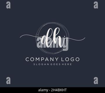 DH feminine logo. Usable for Nature, Salon, Spa, Cosmetic and Beauty Logos. Flat Vector Logo Design Template Element. Stock Vector