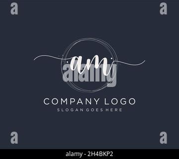 AM feminine logo. Usable for Nature, Salon, Spa, Cosmetic and Beauty Logos. Flat Vector Logo Design Template Element. Stock Vector