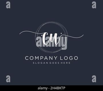 CU feminine logo. Usable for Nature, Salon, Spa, Cosmetic and Beauty Logos. Flat Vector Logo Design Template Element. Stock Vector