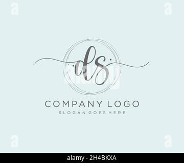 DS feminine logo. Usable for Nature, Salon, Spa, Cosmetic and Beauty Logos. Flat Vector Logo Design Template Element. Stock Vector
