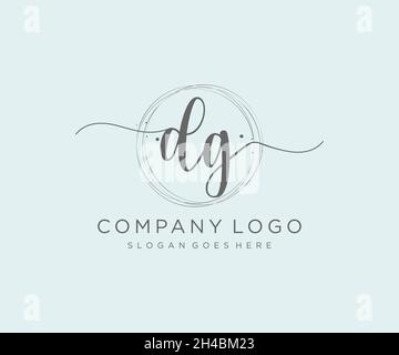 DG feminine logo. Usable for Nature, Salon, Spa, Cosmetic and Beauty Logos. Flat Vector Logo Design Template Element. Stock Vector