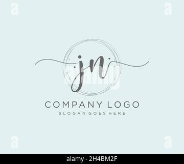 JN feminine logo. Usable for Nature, Salon, Spa, Cosmetic and Beauty Logos. Flat Vector Logo Design Template Element. Stock Vector