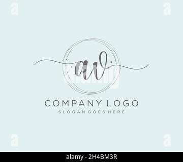 AV feminine logo. Usable for Nature, Salon, Spa, Cosmetic and Beauty Logos. Flat Vector Logo Design Template Element. Stock Vector