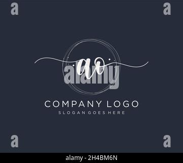 AO feminine logo. Usable for Nature, Salon, Spa, Cosmetic and Beauty Logos. Flat Vector Logo Design Template Element. Stock Vector