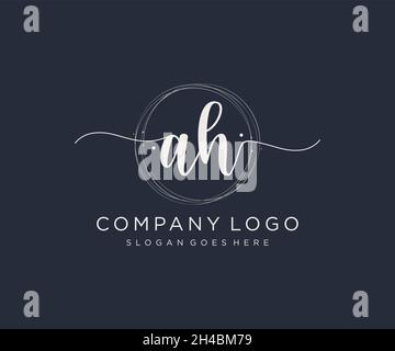 AH feminine logo. Usable for Nature, Salon, Spa, Cosmetic and Beauty Logos. Flat Vector Logo Design Template Element. Stock Vector