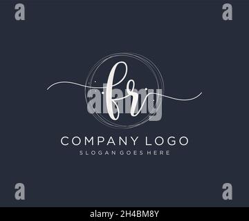 FR feminine logo. Usable for Nature, Salon, Spa, Cosmetic and Beauty Logos. Flat Vector Logo Design Template Element. Stock Vector