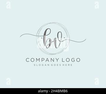 BV feminine logo. Usable for Nature, Salon, Spa, Cosmetic and Beauty Logos. Flat Vector Logo Design Template Element. Stock Vector