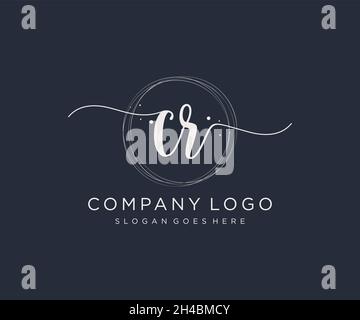 CR feminine logo. Usable for Nature, Salon, Spa, Cosmetic and Beauty Logos. Flat Vector Logo Design Template Element. Stock Vector