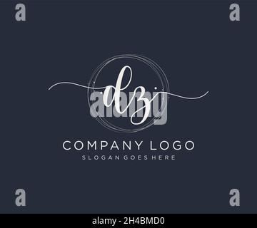 DZ feminine logo. Usable for Nature, Salon, Spa, Cosmetic and Beauty Logos. Flat Vector Logo Design Template Element. Stock Vector