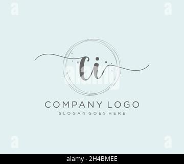 CI feminine logo. Usable for Nature, Salon, Spa, Cosmetic and Beauty Logos. Flat Vector Logo Design Template Element. Stock Vector