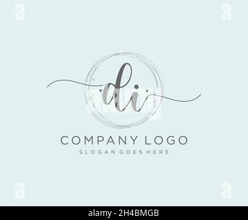 DI feminine logo. Usable for Nature, Salon, Spa, Cosmetic and Beauty Logos. Flat Vector Logo Design Template Element. Stock Vector