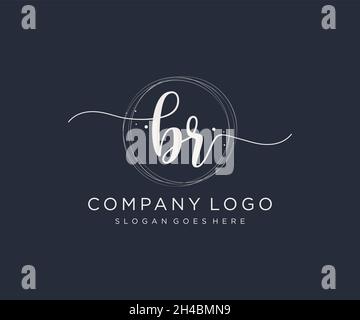 BR feminine logo. Usable for Nature, Salon, Spa, Cosmetic and Beauty Logos. Flat Vector Logo Design Template Element. Stock Vector