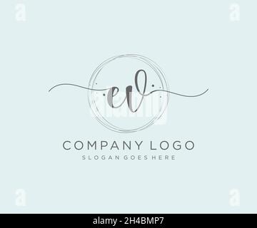 EV feminine logo. Usable for Nature, Salon, Spa, Cosmetic and Beauty Logos. Flat Vector Logo Design Template Element. Stock Vector