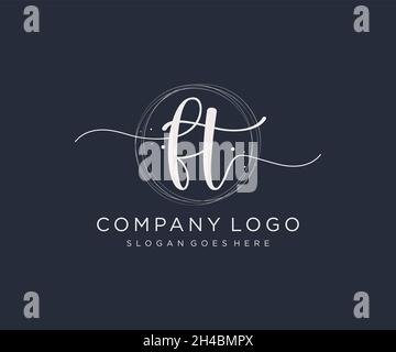 FT feminine logo. Usable for Nature, Salon, Spa, Cosmetic and Beauty Logos. Flat Vector Logo Design Template Element. Stock Vector