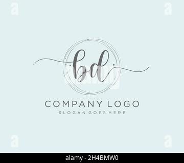 BD feminine logo. Usable for Nature, Salon, Spa, Cosmetic and Beauty Logos. Flat Vector Logo Design Template Element. Stock Vector