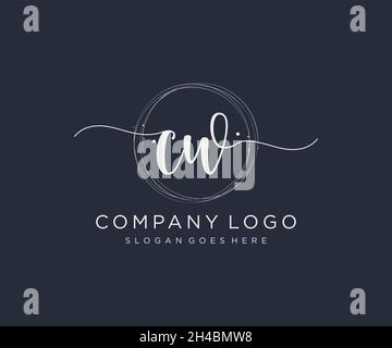 CW feminine logo. Usable for Nature, Salon, Spa, Cosmetic and Beauty Logos. Flat Vector Logo Design Template Element. Stock Vector