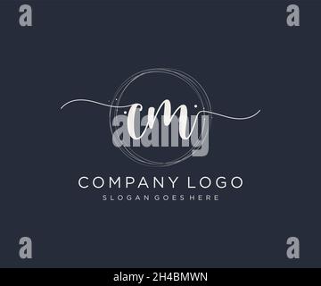 CM feminine logo. Usable for Nature, Salon, Spa, Cosmetic and Beauty Logos. Flat Vector Logo Design Template Element. Stock Vector