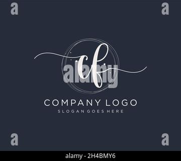 CF feminine logo. Usable for Nature, Salon, Spa, Cosmetic and Beauty Logos. Flat Vector Logo Design Template Element. Stock Vector