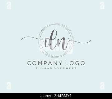 DN feminine logo. Usable for Nature, Salon, Spa, Cosmetic and Beauty Logos. Flat Vector Logo Design Template Element. Stock Vector
