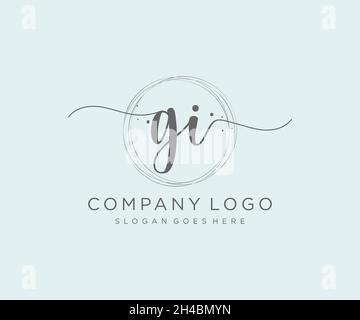 GI feminine logo. Usable for Nature, Salon, Spa, Cosmetic and Beauty Logos. Flat Vector Logo Design Template Element. Stock Vector