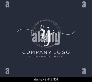 RJ feminine logo. Usable for Nature, Salon, Spa, Cosmetic and Beauty Logos. Flat Vector Logo Design Template Element. Stock Vector