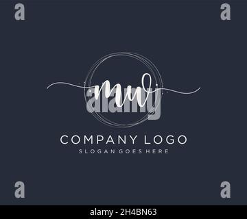 MW feminine logo. Usable for Nature, Salon, Spa, Cosmetic and Beauty Logos. Flat Vector Logo Design Template Element. Stock Vector