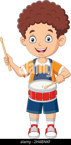 Kartun anak kecil bermain drum StockKartun anak kecil bermain drum Stock  