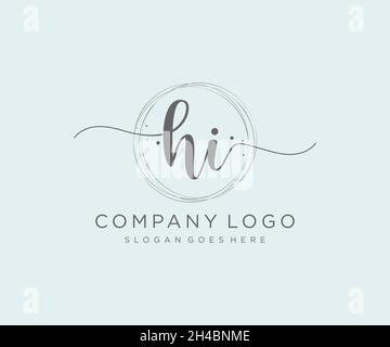 HI feminine logo. Usable for Nature, Salon, Spa, Cosmetic and Beauty Logos. Flat Vector Logo Design Template Element. Stock Vector