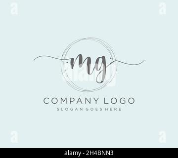 MG feminine logo. Usable for Nature, Salon, Spa, Cosmetic and Beauty Logos. Flat Vector Logo Design Template Element. Stock Vector