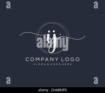 IJ feminine logo. Usable for Nature, Salon, Spa, Cosmetic and Beauty Logos. Flat Vector Logo Design Template Element. Stock Vector
