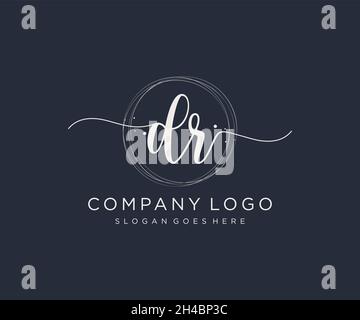 DR feminine logo. Usable for Nature, Salon, Spa, Cosmetic and Beauty Logos. Flat Vector Logo Design Template Element. Stock Vector