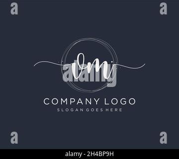 VM feminine logo. Usable for Nature, Salon, Spa, Cosmetic and Beauty Logos. Flat Vector Logo Design Template Element. Stock Vector