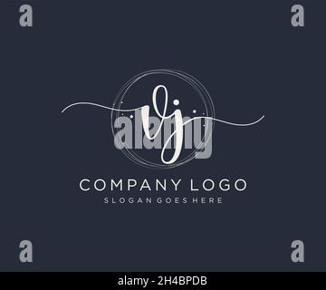 VJ feminine logo. Usable for Nature, Salon, Spa, Cosmetic and Beauty Logos. Flat Vector Logo Design Template Element. Stock Vector