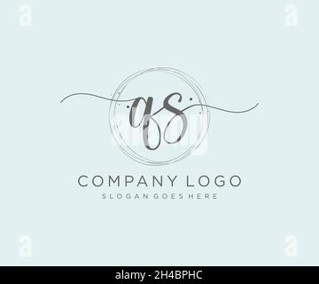 QS feminine logo. Usable for Nature, Salon, Spa, Cosmetic and Beauty Logos. Flat Vector Logo Design Template Element. Stock Vector