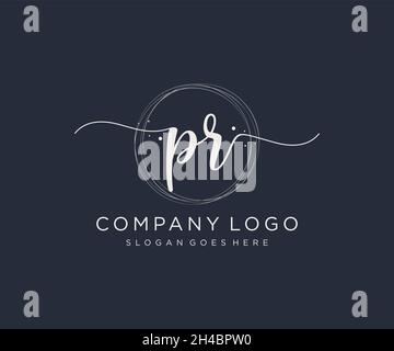 PR feminine logo. Usable for Nature, Salon, Spa, Cosmetic and Beauty Logos. Flat Vector Logo Design Template Element. Stock Vector