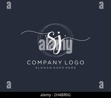 SJ feminine logo. Usable for Nature, Salon, Spa, Cosmetic and Beauty Logos. Flat Vector Logo Design Template Element. Stock Vector