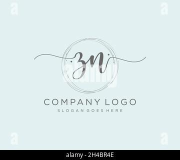 ZN feminine logo. Usable for Nature, Salon, Spa, Cosmetic and Beauty Logos. Flat Vector Logo Design Template Element. Stock Vector