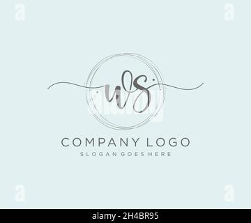 WS feminine logo. Usable for Nature, Salon, Spa, Cosmetic and Beauty Logos. Flat Vector Logo Design Template Element. Stock Vector