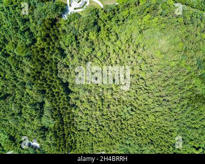 Aerial photography of magnificent scenery of blue sky and green mountains at Kunlun Pass in Nanning, Guangxi, China Stock Photo