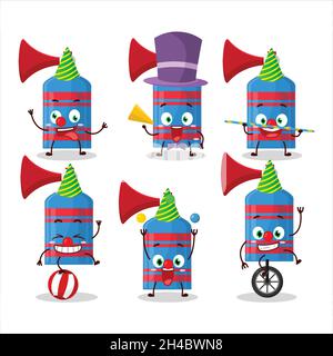 Cartoon character of blue air horn with various circus shows. Vector illustration Stock Vector